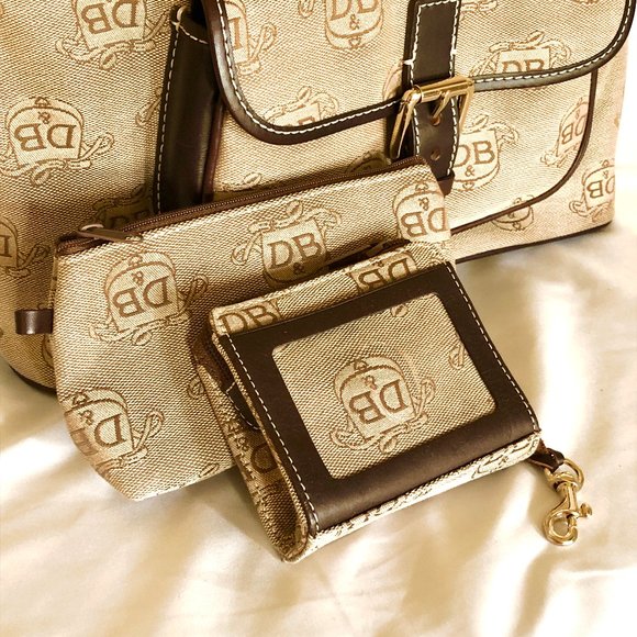 Authentic Dooney & Bourke Donegal Collection Satchel Tote Bag 2 Accessories - Picture 11 of 14